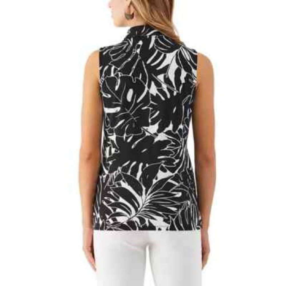 Rafaella Black and White Tropical Print Sleeveless Top - Picture 2 of 4